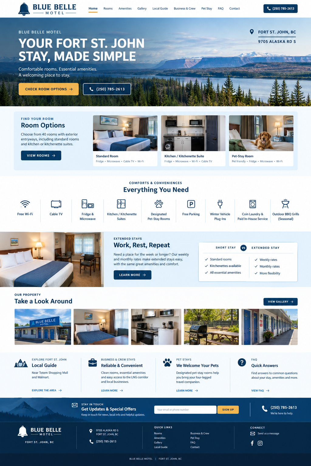 Blue Belle Motel Scale — Operations full homepage concept